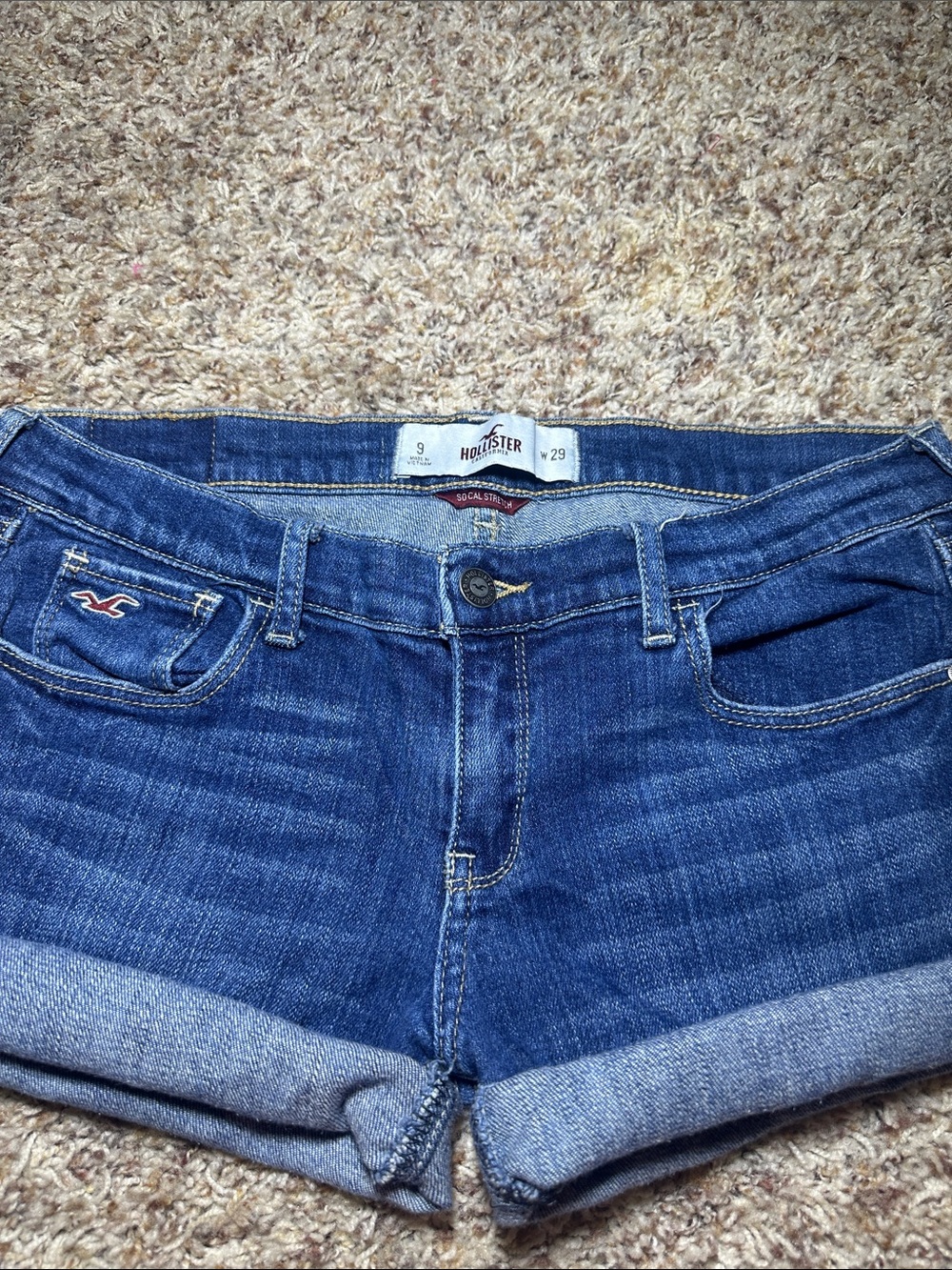 VINTAGE Hollister Women's Medium Blue Cuffed Denim Shorts
